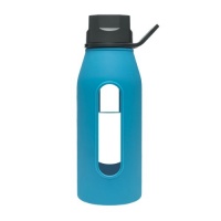 Takeya Classic Glass Water Bottle with Silicone Sleeve, Black/Cobalt, 16-1/2-Ounce Takeya Classic Glass Water Bottle with Silicone Sleeve, Black/Cobalt, 16-1/2-Ounce