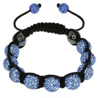 Fully Iced Out Hip Hop Pave Light Blue Disco Ball Adjustable Bracelet Fully Iced Out Hip Hop Pave Light Blue Disco Ball Adjustable Bracelet
