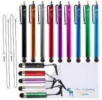 Bundle of 14 Colorful Stylus Universal Capacitive Touch Screen Pen for Ipad 1 2 3 Ipod Iphone 4 4S 3g 3gs Motorola Xoom Samsung Galaxy S2 S3 Tab 8.9 10.1, Blackberry Playbook HTC Flyer Evo View Tablet - 2*15 Inch Stylus Lanyards Included - With The Friend