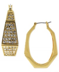 This angular hoop style by Vince Camuto adds pave crystal accents for elegant edge. Crafted in gold tone mixed metal. Approximate diameter: 1-1/4 inches.
