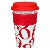 Konitz Script Collage To Stay/To Go Mugs, Red, Set of 2 Konitz Script Collage To Stay/To Go Mugs, Red, Set of 2