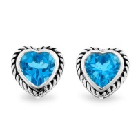 Meredith Leigh Sterling Silver Blue Topaz Heart Earrings Meredith Leigh Sterling Silver Blue Topaz Heart Earrings