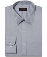 Steel yourself. This sleek gray dress shirt from Tasso Elba is a surefire power play for your nine-to-five. Steel yourself. This sleek gray dress shirt from Tasso Elba is a surefire power play for your nine-to-five.