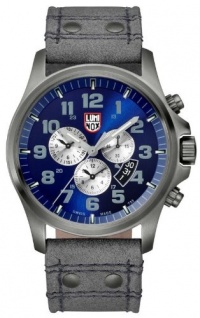 Luminox Men's 1883 Atacama Chronograph 1880 Series Blue Dial With Charcoal Leather Strap Watch Luminox Men's 1883 Atacama Chronograph 1880 Series Blue Dial With Charcoal Leather Strap Watch