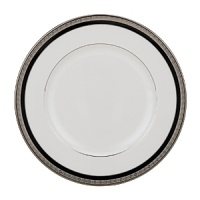 Intricately textured platinum rings on pure white china paired with the fashionably modern look of ebony creates a new sophistication for your table. Intricately textured platinum rings on pure white china paired with the fashionably modern look of ebony creates a new sophistication for your table.