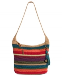 Channel your inner hippie-chic with this boho beautiful bag from The Sak. The fab knit exterior is outfitted in bold, bright stripes for a serious '70s vibe, while the interior is clearly contemporary with compartments for PDA, phone and eReader.