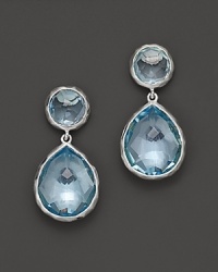 Crystal clear, watery blue topaz is framed in sterling silver on these brilliant earrings from Ippolita. Crystal clear, watery blue topaz is framed in sterling silver on these brilliant earrings from Ippolita.