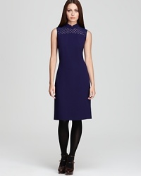 Make an alluring entrance in this Elie Tahari sheath dress flaunting sheer latticework detail at the neckline for a touch of feminine intrigue. A dramatic mesh back ensures your exit is just as captivating. Make an alluring entrance in this Elie Tahari sheath dress flaunting sheer latticework detail at the neckline for a touch of feminine intrigue. A dramatic mesh back ensures your exit is just as captivating.