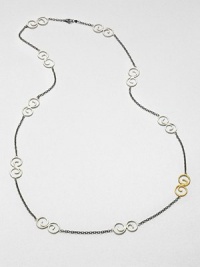 Hammered sterling silver and 24k gold swirl stations on a long, delicate link chain. Sterling silver24k goldLength, about 41.7Slip-on styleImported Hammered sterling silver and 24k gold swirl stations on a long, delicate link chain. Sterling silver24k goldLength, about 41.7Slip-on styleImported