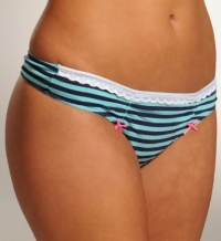 Betsey Johnson Women's Stretch Cotton Lo Rise Thong Stripe