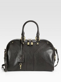 A luxurious leather top-handle carryall, perfectly sized for all your essentials.Double top handles, 4 dropDetachable shoulder strap, 21¾ dropTop zip closureOne inside zip pocketCotton lining13¾W X 9H X 8¼DMade in Italy A luxurious leather top-handle carryall, perfectly sized for all your essentials.Double top handles, 4 dropDetachable shoulder strap, 21¾ dropTop zip closureOne inside zip pocketCotton lining13¾W X 9H X 8¼DMade in Italy