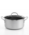 The dutch oven's heavy-gauge heats up quickly and spreads evenly to give a professional finish to your meal, and with an interior and exterior that utilizes the latest TOTAL® technology, this lifetime piece guarantees a high resistance to abrasion and sticking with little to no use of grease, resulting in a nonstick that outlasts all others and promotes a healthier approach to cooking. Lifetime warranty.