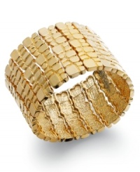 INC International Concepts' little black dress-worthy bracelet flaunts a detailed surface and golden shine. Crafted in 12k gold-plated mixed metal. Approximate diameter: 2 inches. INC International Concepts' little black dress-worthy bracelet flaunts a detailed surface and golden shine. Crafted in 12k gold-plated mixed metal. Approximate diameter: 2 inches.