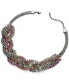 Tie together your weekend look with this braided necklace from INC International Concepts. Colorful glass stones, cupchains and box chains create a detailed design worth flaunting. Crafted in hematite tone mixed metal. Approximate length: 16 inches + 2-inch extender. Approximate drop: 1 inch.