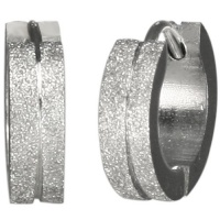 Sparkling Stainless Steel Center Grooved Huggie Hoop Earrings Sparkling Stainless Steel Center Grooved Huggie Hoop Earrings