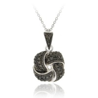 Sterling Silver Black Diamond Accent Love Knot Pendant Sterling Silver Black Diamond Accent Love Knot Pendant
