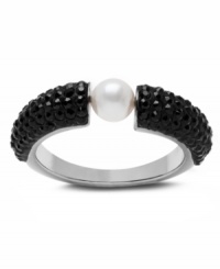 Perfect harmony. Black and white--a go-to color combination--evokes effortless elegance on Swarovski's Piano ring. Adorned with a white crystal pearl and sparkling jet crystal Pointiage®, it's made in ruthenium tone mixed metal. Size 7. Perfect harmony. Black and white--a go-to color combination--evokes effortless elegance on Swarovski's Piano ring. Adorned with a white crystal pearl and sparkling jet crystal Pointiage®, it's made in ruthenium tone mixed metal. Size 7.