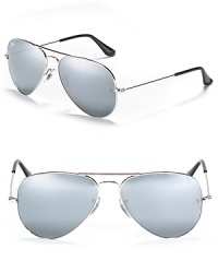 Get set for summer with the flash of Ray-Ban's aviator sunglasses. Adjustable nose pads to help secure fit. Get set for summer with the flash of Ray-Ban's aviator sunglasses. Adjustable nose pads to help secure fit.