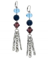 Three is a magic number. T Tahari brings three different accents together to top this set of earrings featuring chains in triplicate, crafted from silver-tone, nickel-free mixed metal. Approximate drop: 4-1/4 inches. Three is a magic number. T Tahari brings three different accents together to top this set of earrings featuring chains in triplicate, crafted from silver-tone, nickel-free mixed metal. Approximate drop: 4-1/4 inches.