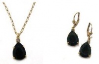 Catherine Popesco 14K Gold Plated Teardrop Jet Black Swarovski Crystal Necklace and Matching Earrings Jewelry Set Catherine Popesco 14K Gold Plated Teardrop Jet Black Swarovski Crystal Necklace and Matching Earrings Jewelry Set