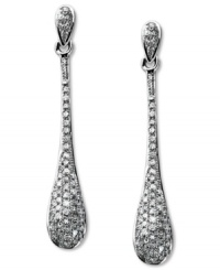 Fluid perfection. These sleek teardrop earrings shine with the addition of pave-set round-cut diamonds (1/3 ct. t.w.) in 14k white gold. Approximate drop: 1-1/8 inches. Fluid perfection. These sleek teardrop earrings shine with the addition of pave-set round-cut diamonds (1/3 ct. t.w.) in 14k white gold. Approximate drop: 1-1/8 inches.
