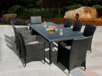Genuine Ohana Outdoor Patio Wicker Furniture 9pc All Weather Dining Set with Free Patio Cover Genuine Ohana Outdoor Patio Wicker Furniture 9pc All Weather Dining Set with Free Patio Cover