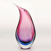 Hand Blown Purple Sommerso Teardrop Art Glass Vase 16 tall