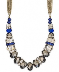 INC International Concepts 12k Gold Plated Blue and Crystal Bead Necklace
