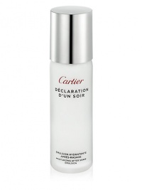 True to the freshness of the Déclaration d'un Soir Eau de Toilette, this after-shave emulsion* leaves the skin moisturized and delicately perfumed. Its formula is enriched with Galanga extract, known for its invigorating qualities, and aloe vera, known for its softening qualities, to give an immediate sensation of comfort and soothe razor burns. *formula without paraben. Made in France. 3.3 oz. True to the freshness of the Déclaration d'un Soir Eau de Toilette, this after-shave emulsion* leaves the skin moisturized and delicately perfumed. Its formula is enriched with Galanga extract, known for its invigorating qualities, and aloe vera, known for its softening qualities, to give an immediate sensation of comfort and soothe razor burns. *formula without paraben. Made in France. 3.3 oz.