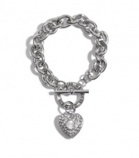 G by GUESS Rhinestone Heart Toggle Bracelet, SILVER G by GUESS Rhinestone Heart Toggle Bracelet, SILVER