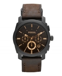 Rugged and ready, this Machine watch by Fossil is masculinity defined. Rugged and ready, this Machine watch by Fossil is masculinity defined.