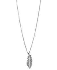 Your new feathered friend from Fossil. A feather pendant with glitzy accents adds an airy touch to this necklace. Crafted in silver tone mixed metal. Approximate length: 16 inches + 2-inch extender. Approximate drop: 1-3/8 inches.