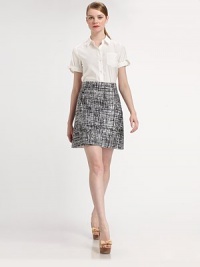 Beyond feminine, this stretch cotton blouse offers the best of both worlds: fine tailoring and elegant finishing touches.Collar neckShort sleevesBow detail at cuffsButton frontFront pocketPleats at back yokeAbout 26 from shoulder to hem95% cotton/5% Lycra®Dry cleanImported Model shown is 5'10½ (179cm) wearing US size 4. Beyond feminine, this stretch cotton blouse offers the best of both worlds: fine tailoring and elegant finishing touches.Collar neckShort sleevesBow detail at cuffsButton frontFront pocketPleats at back yokeAbout 26 from shoulder to hem95% cotton/5% Lycra®Dry cleanImported Model shown is 5'10½ (179cm) wearing US size 4.