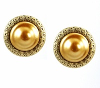 Jones New York Earrings, Gold-Tone and Champagne Pearl Clip on Button Earrings Jones New York Earrings, Gold-Tone and Champagne Pearl Clip on Button Earrings