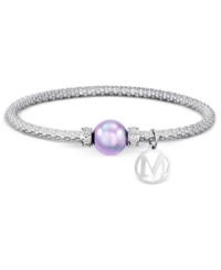 Shine bright with this bracelet from Majorica. Crafted from rhodium-plated stainless steel, the bracelet features organic man-made pearl and cubic zirconia accents (1/2 ct. t.w.) to sparkling effect. Approximate length: 7 inches. Shine bright with this bracelet from Majorica. Crafted from rhodium-plated stainless steel, the bracelet features organic man-made pearl and cubic zirconia accents (1/2 ct. t.w.) to sparkling effect. Approximate length: 7 inches.