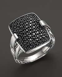 In sparkling black sapphires, John Hardy's rectangular ring lends a bold, modern look. In sparkling black sapphires, John Hardy's rectangular ring lends a bold, modern look.