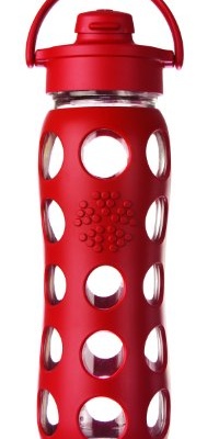 Lifefactory 22-Ounce Glass Beverage Bottle with Flip Top Cap, Red Lifefactory 22-Ounce Glass Beverage Bottle with Flip Top Cap, Red