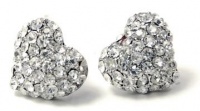 Adorable Clear Sparkling Crystal Embellished Heart Stud 1/2 Stud Earrings Adorable Clear Sparkling Crystal Embellished Heart Stud 1/2 Stud Earrings