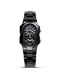A beautifully constructed watch from Philip Stein, featuring double quartz analog display in black ceramic with sapphire coating. A beautifully constructed watch from Philip Stein, featuring double quartz analog display in black ceramic with sapphire coating.