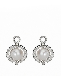 Sterling silver beaded hoops house lustrous freshwater pearls. Add these classically chic charms to your PANDORA french wire or hoop earrings for understated elegance. Sterling silver beaded hoops house lustrous freshwater pearls. Add these classically chic charms to your PANDORA french wire or hoop earrings for understated elegance.