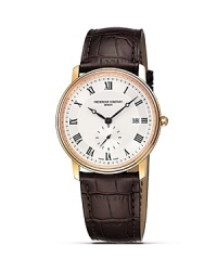 The Slim Line Collection is a series of ultra-flat watches, which are based on quartz movements with a thickness of just 1.90 mm. Dials are plain or finished with a guilloché pattern produced by a complex engraving procedure. The Slim Line Collection is a series of ultra-flat watches, which are based on quartz movements with a thickness of just 1.90 mm. Dials are plain or finished with a guilloché pattern produced by a complex engraving procedure.