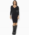 Lauren by Ralph Lauren's classic sweater dress is knit in ultra-soft merino wool for season-spanning style. (Clearance)