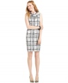 A play on plaid and a chic envelope collar give this Tahari by ASL dress classic appeal.