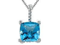 Genuine Blue Topaz Pendant by Effy Collection® in 14 kt White Gold Genuine Blue Topaz Pendant by Effy Collection® in 14 kt White Gold