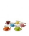 Classic Coffee & Tea Inside Out Heart Cups & Saucers, Set of 6, Assorted/Gold, 3 Oz.