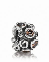 Inspired by a beautiful rose garden in bloom, this PANDORA charm features a touch of cubic zirconia for added color and sparkle. Inspired by a beautiful rose garden in bloom, this PANDORA charm features a touch of cubic zirconia for added color and sparkle.