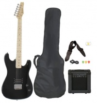 Full Size Black Electric Guitar with Amp, Case and Accessories Pack Beginner Starter Package Full Size Black Electric Guitar with Amp, Case and Accessories Pack Beginner Starter Package
