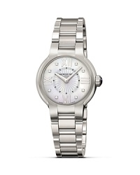 Raymond Weil's stainless steel quartz watch has a mother-of-pearl dial with accented with diamonds, a bracelet strap and foldover clasp. Also features a sapphire crystal and second hand. Raymond Weil's stainless steel quartz watch has a mother-of-pearl dial with accented with diamonds, a bracelet strap and foldover clasp. Also features a sapphire crystal and second hand.
