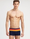 Stay cool by the pool, the beach and beyond in these quick-drying, striped, cropped swim shorts.Elastic waistbandInseam, about 272% polyamide/28% elastaneMachine washImported