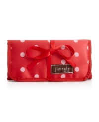 Carry your jewels in style with this pretty polka dot jewelry roll by Jimeale. With an ultra organized interior, this travel-friendly style is ready to jet set at a moment's notice. Carry your jewels in style with this pretty polka dot jewelry roll by Jimeale. With an ultra organized interior, this travel-friendly style is ready to jet set at a moment's notice.
